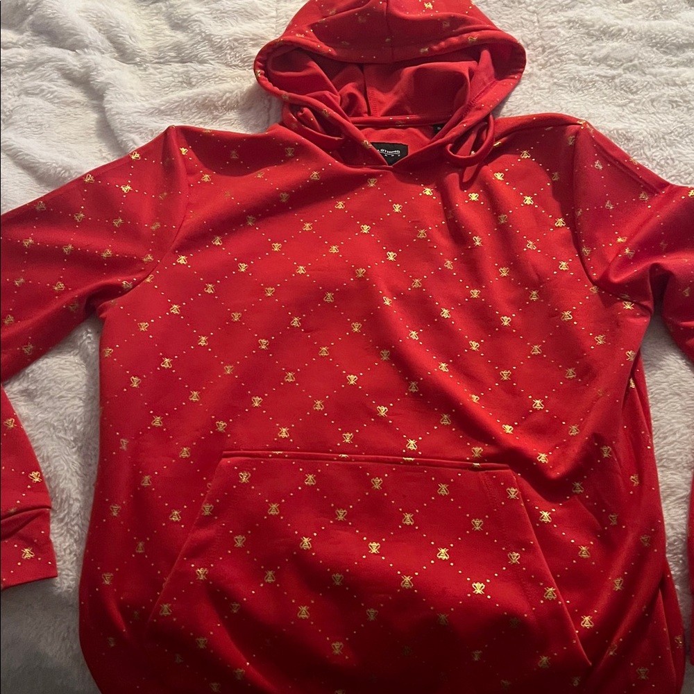 Red Hoodie with Gold Accents
